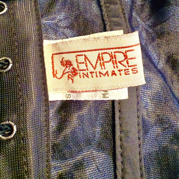 Empire Intimates Satin Blue Floral Lace Up Corset Bustier Sz 32 - Picture 8 of 11